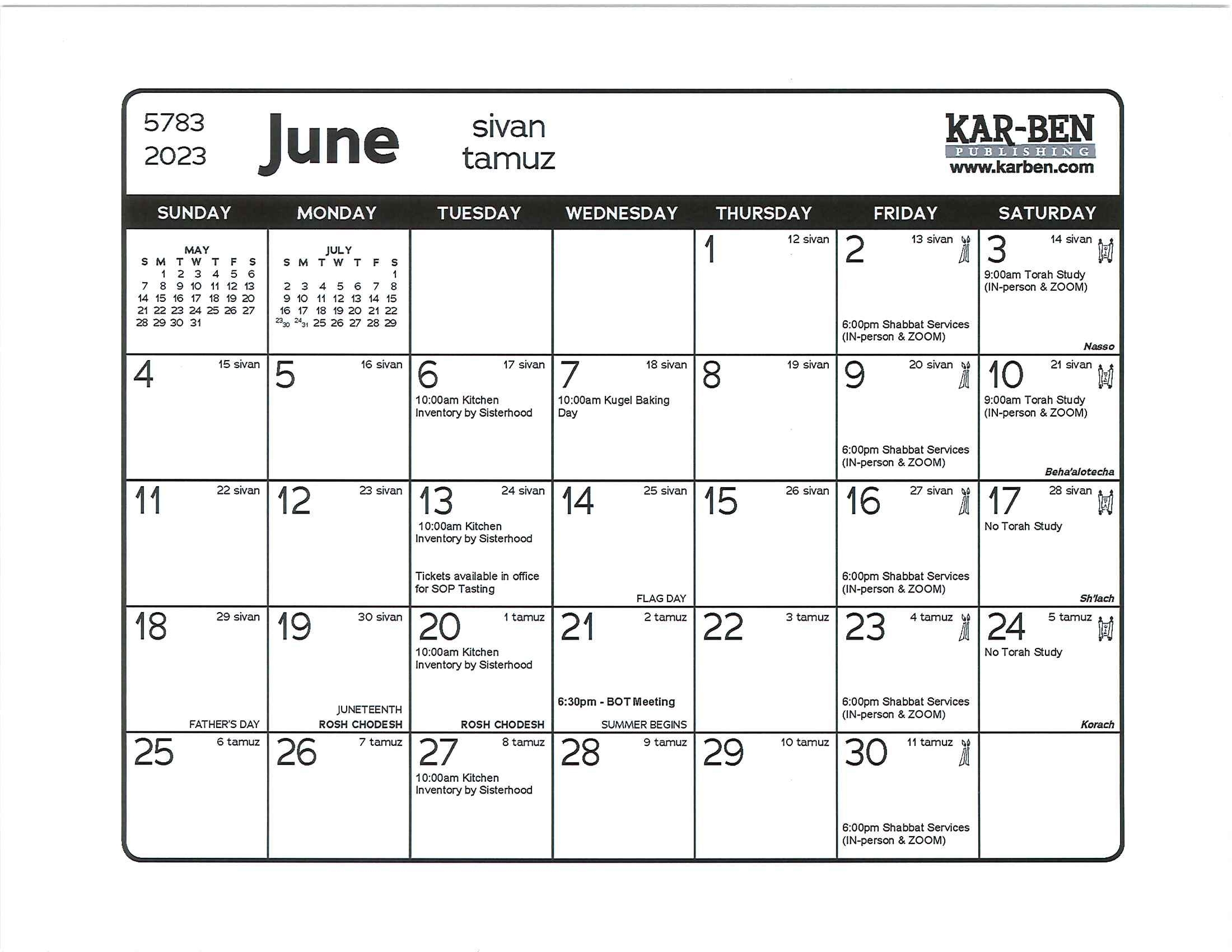 Calendar Temple Emanuel Beaumont, Texas